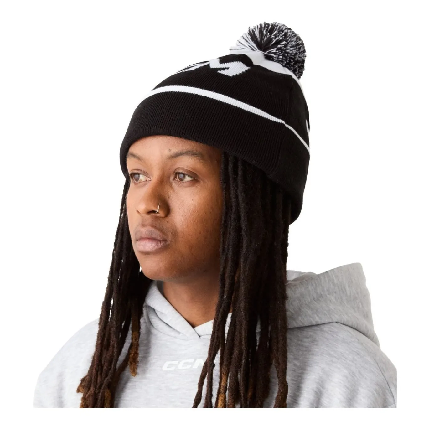 CCM Mössa Pom Knit Polar Fleece Team Black